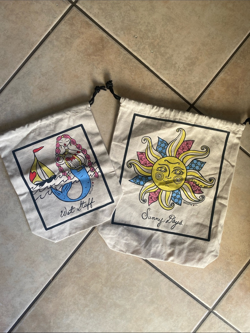 🌼 Brighton Drawstring Dust bag Wet Stuff Sunny Days